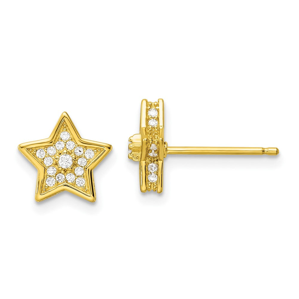 Sterlingsilber Poliert Goldfarben Zirkonia Stern Ohrstecker