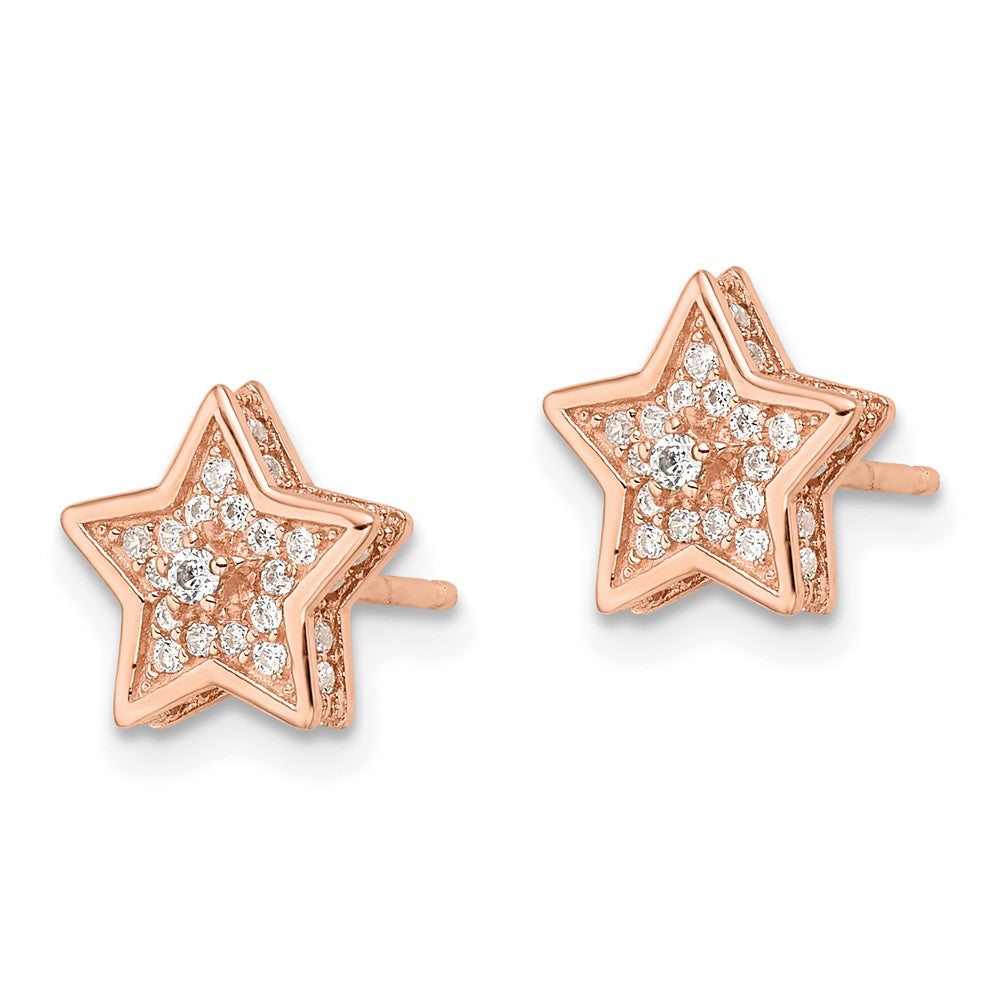 Sterlingsilber Poliert Roséfarben Zirkonia Stern Ohrstecker