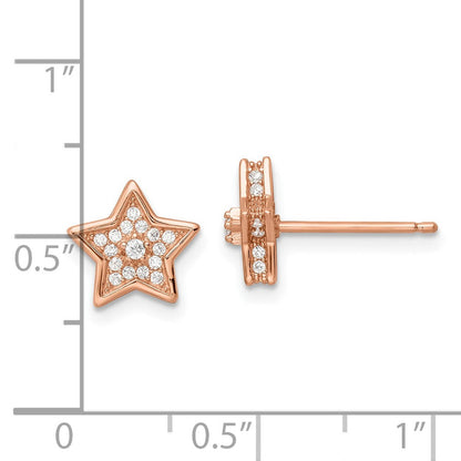 Sterlingsilber Poliert Roséfarben Zirkonia Stern Ohrstecker