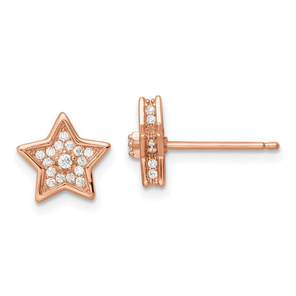 Sterlingsilber Poliert Roséfarben Zirkonia Stern Ohrstecker