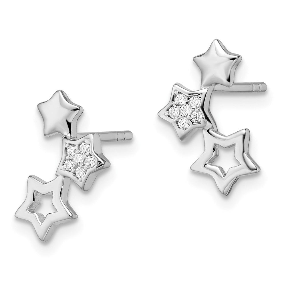 Sterlingsilber Rhodiniert Poliert Zirkonia Stern Ohrstecker