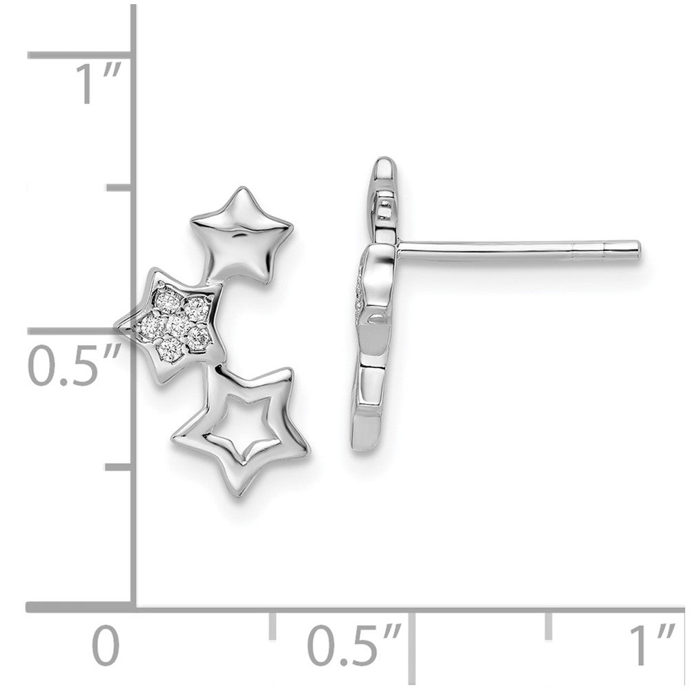 Sterlingsilber Rhodiniert Poliert Zirkonia Stern Ohrstecker