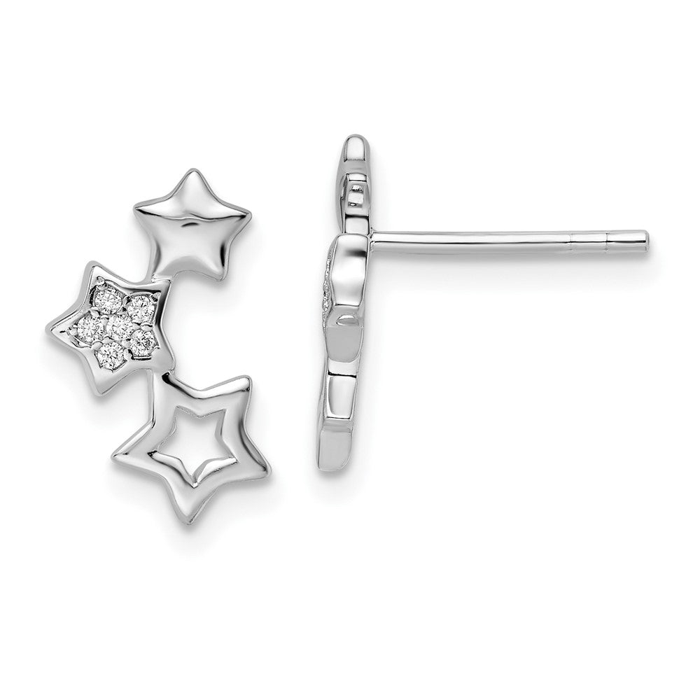 Sterlingsilber Rhodiniert Poliert Zirkonia Stern Ohrstecker