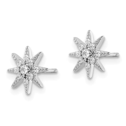 Sterlingsilber Rhodiniert Poliert Zirkonia Stern Ohrstecker