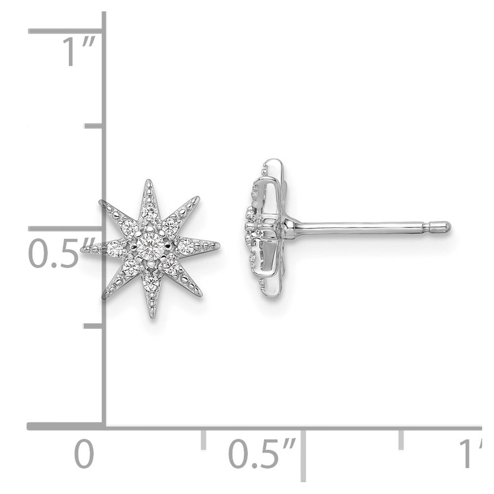 Sterlingsilber Rhodiniert Poliert Zirkonia Stern Ohrstecker