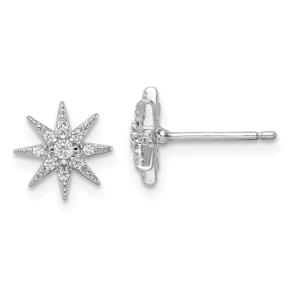 Sterlingsilber Rhodiniert Poliert Zirkonia Stern Ohrstecker