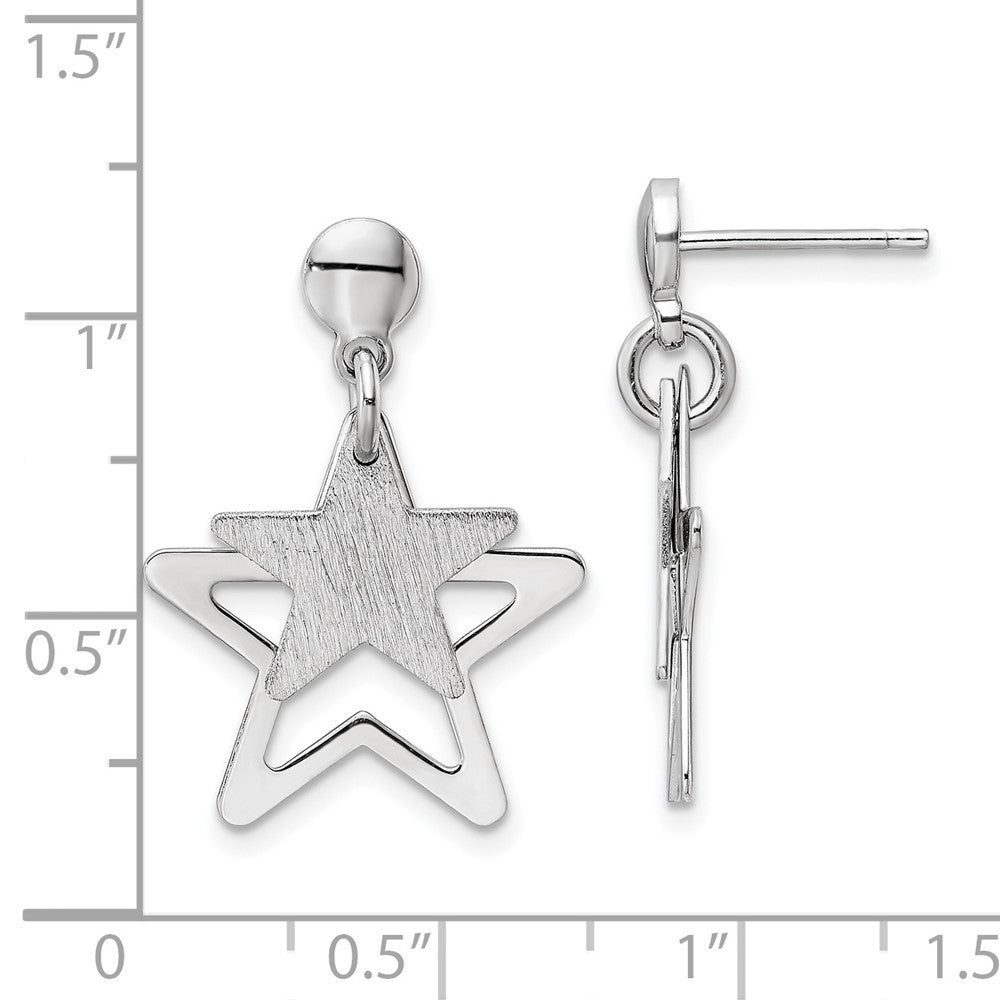 Sterlingsilber Rhodiniert Satiniert Stern in Hängend Ohrstecker