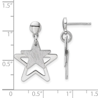Sterlingsilber Rhodiniert Satiniert Stern in Hängend Ohrstecker
