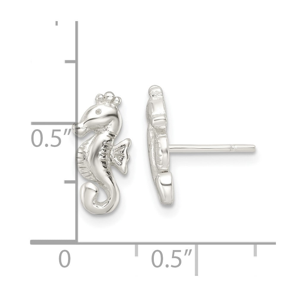 Sterlingsilber Poliert Seepferdchen Ohrstecker