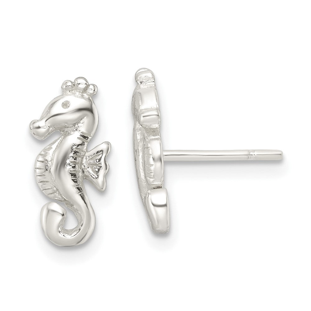 Sterlingsilber Poliert Seepferdchen Ohrstecker
