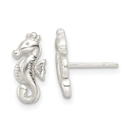 Sterlingsilber Poliert Seepferdchen Ohrstecker