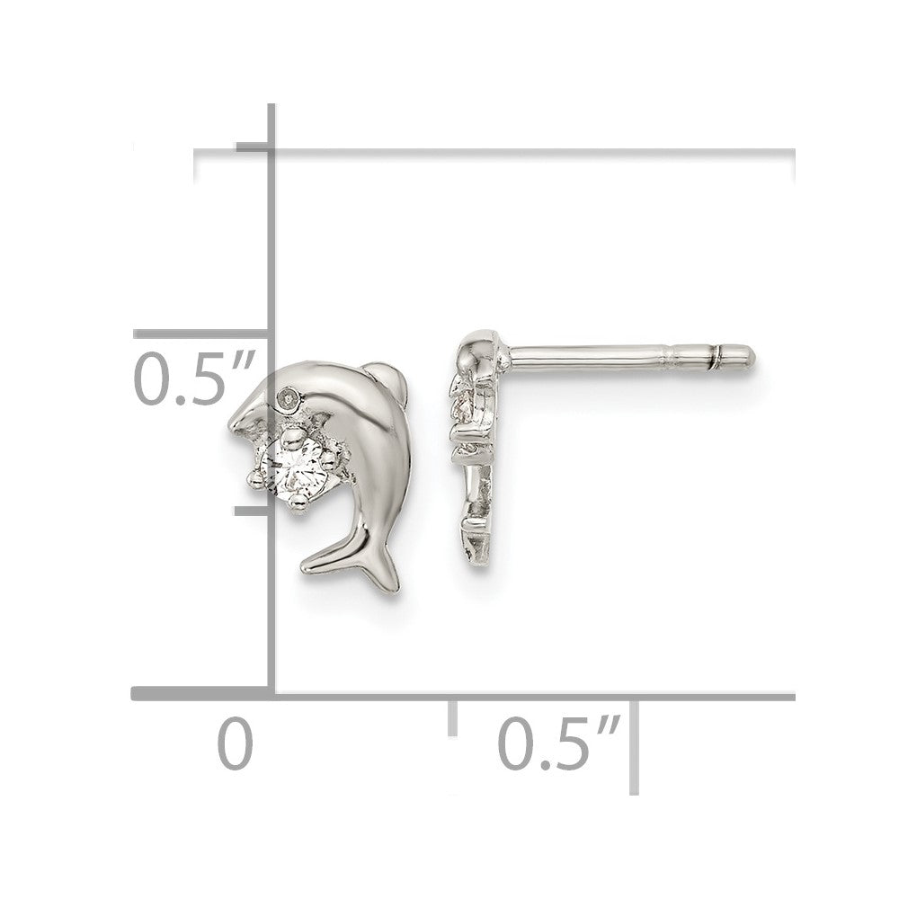 Sterlingsilber Rhodiniert Zirkonia Delfin Ohrstecker