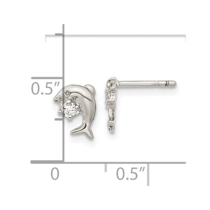 Sterlingsilber Rhodiniert Zirkonia Delfin Ohrstecker