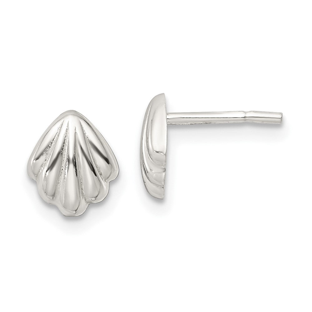 Sterlingsilber Poliert Muschel Ohrstecker