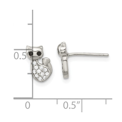 Sterlingsilber Rhodiniert Zirkonia Katze Ohrstecker