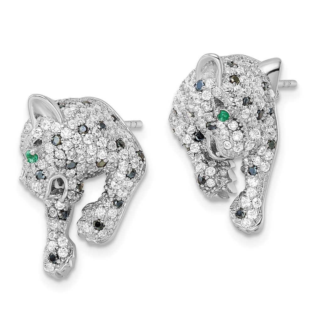 Sterlingsilber Rhodiniert Poliert Zirkonia Cheetah Ohrstecker