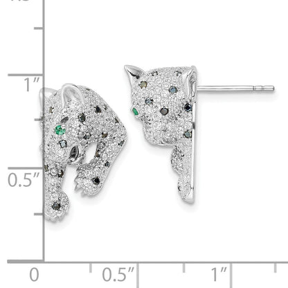 Sterlingsilber Rhodiniert Poliert Zirkonia Cheetah Ohrstecker