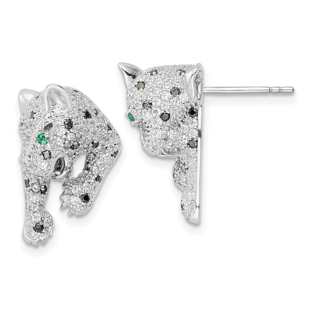 Sterlingsilber Rhodiniert Poliert Zirkonia Cheetah Ohrstecker