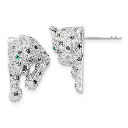 Sterlingsilber Rhodiniert Poliert Zirkonia Cheetah Ohrstecker