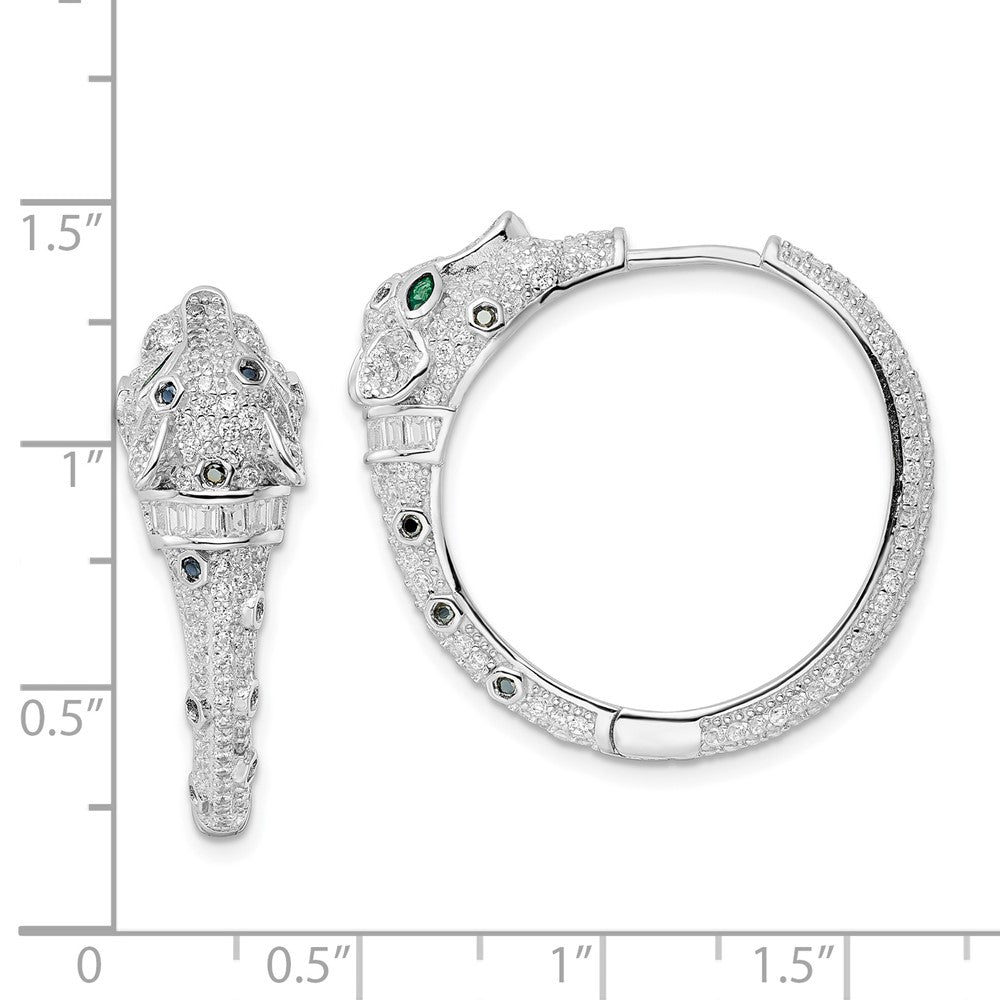 Sterlingsilber Rhodiniert Poliert Zirkonia Cheetah Klappbar Creolen