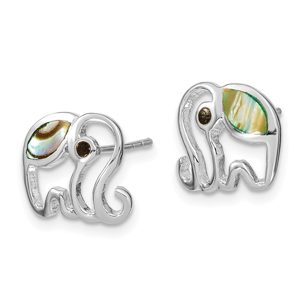 Sterlingsilber Rhodiniert Abalone Elefant Ohrstecker