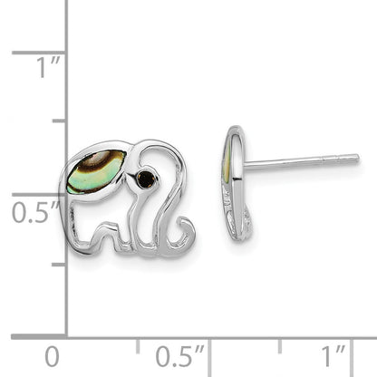 Sterlingsilber Rhodiniert Abalone Elefant Ohrstecker
