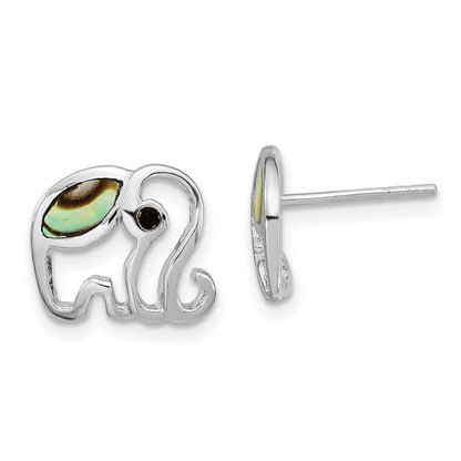 Sterlingsilber Rhodiniert Abalone Elefant Ohrstecker