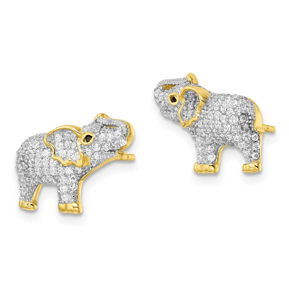 Sterlingsilber Rhodiniert Goldfarben Zirkonia Elefant Ohrstecker