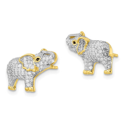 Sterlingsilber Rhodiniert Goldfarben Zirkonia Elefant Ohrstecker