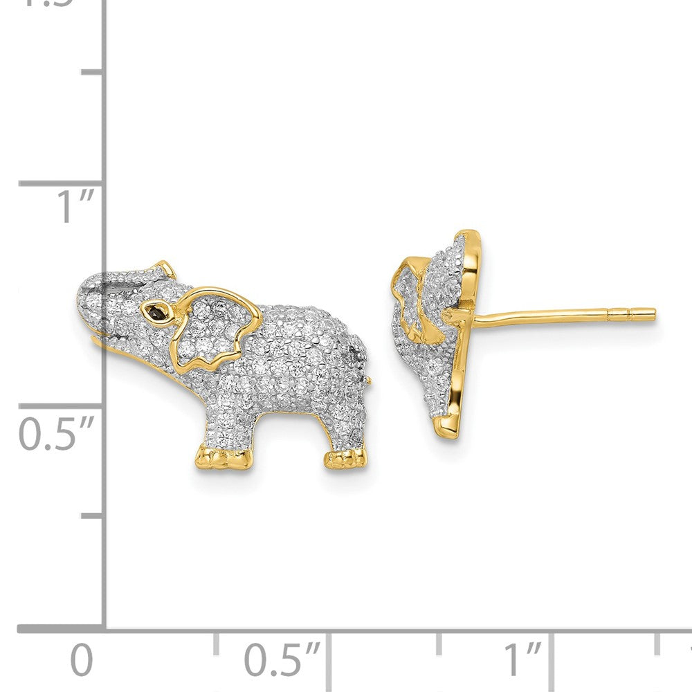Sterlingsilber Rhodiniert Goldfarben Zirkonia Elefant Ohrstecker