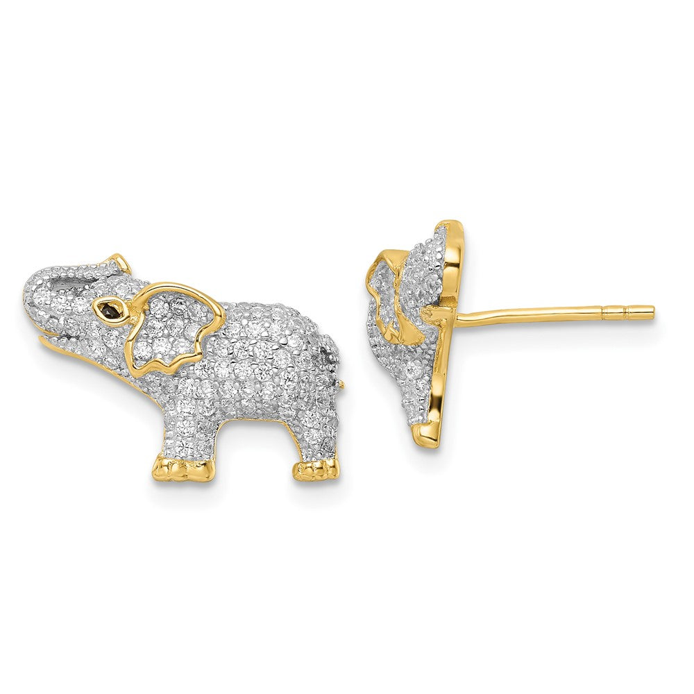 Sterlingsilber Rhodiniert Goldfarben Zirkonia Elefant Ohrstecker