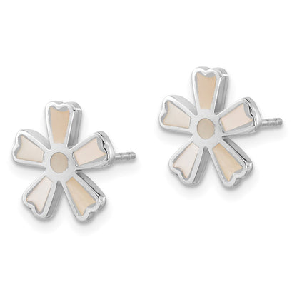 Sterlingsilber Rhodiniert Poliert Perlmutt Blume Ohrstecker
