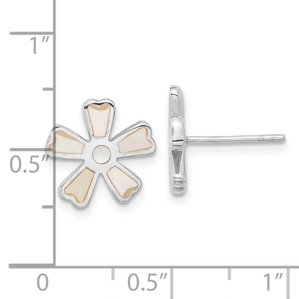 Sterlingsilber Rhodiniert Poliert Perlmutt Blume Ohrstecker