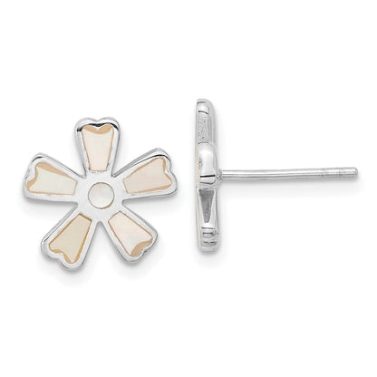Sterlingsilber Rhodiniert Poliert Perlmutt Blume Ohrstecker