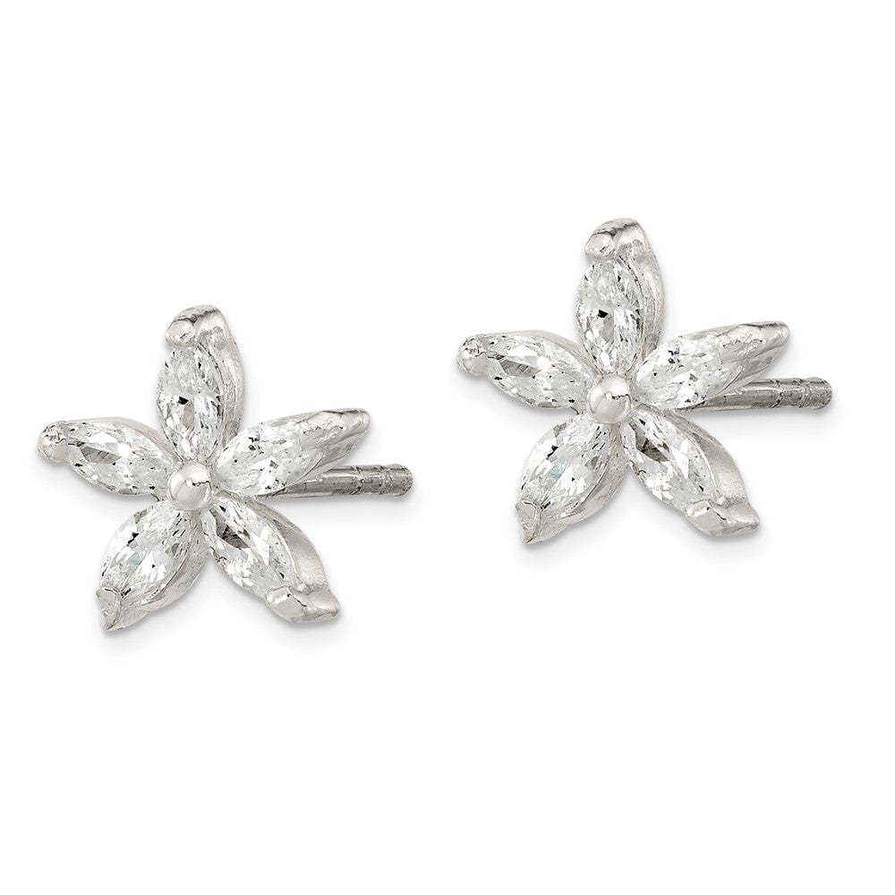 Sterlingsilber Poliert Zirkonia Blume Ohrstecker