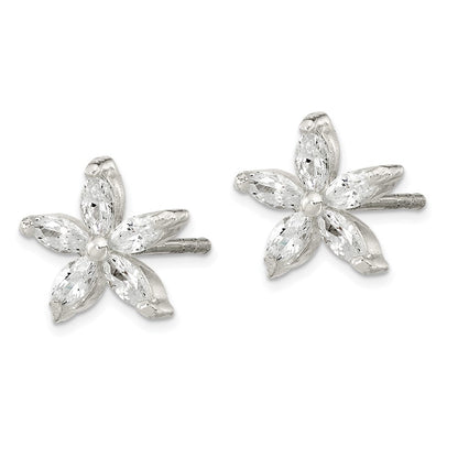Sterlingsilber Poliert Zirkonia Blume Ohrstecker