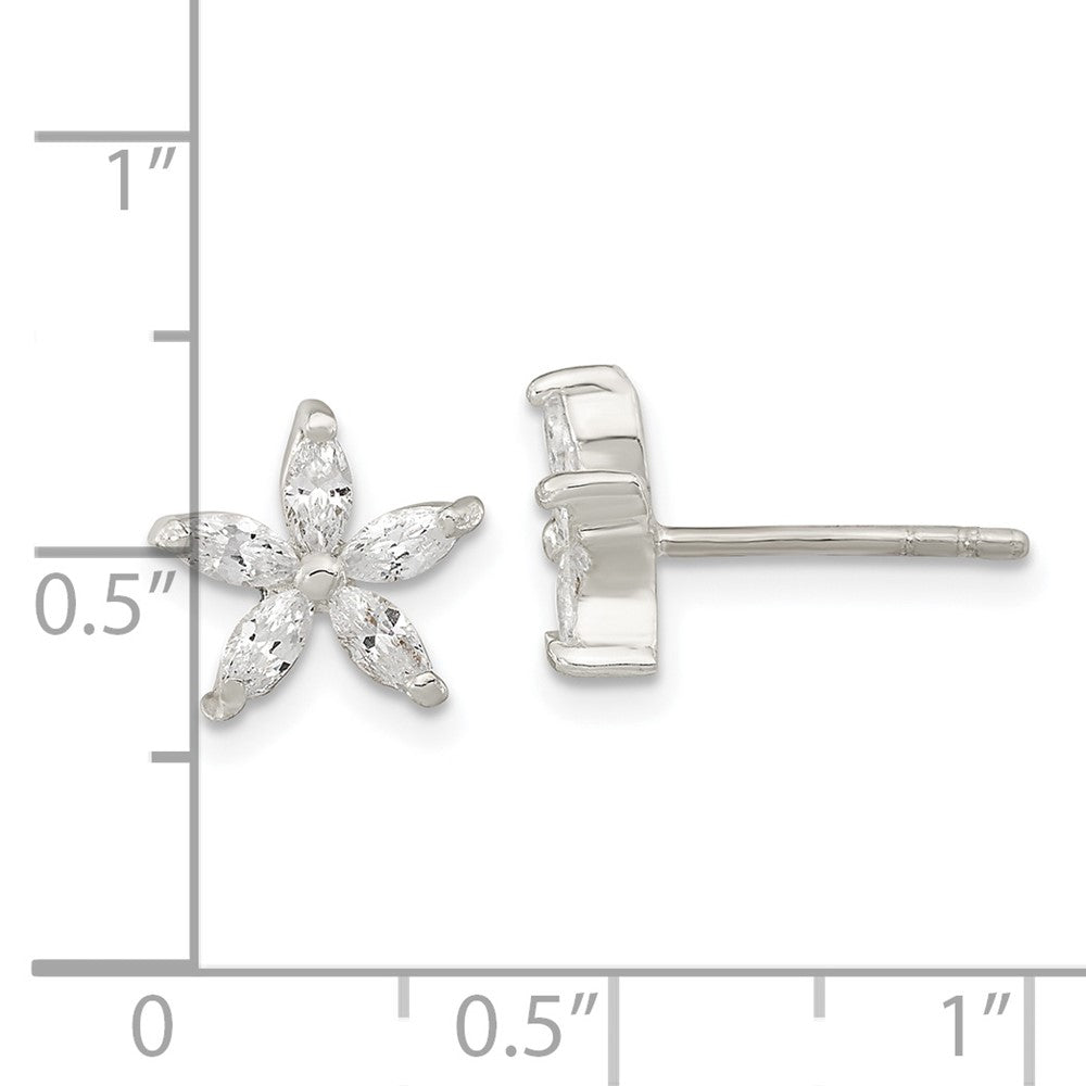 Sterlingsilber Poliert Zirkonia Blume Ohrstecker