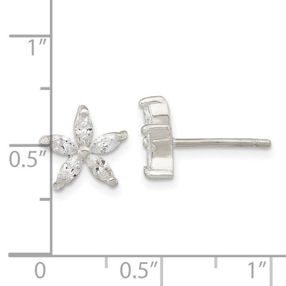 Sterlingsilber Poliert Zirkonia Blume Ohrstecker