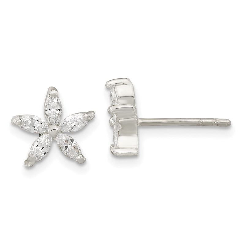 Sterlingsilber Poliert Zirkonia Blume Ohrstecker