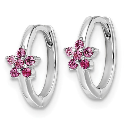 Sterlingsilber Rhodiniert Poliert Dunkel Rosa Zirkonia Ohrringe