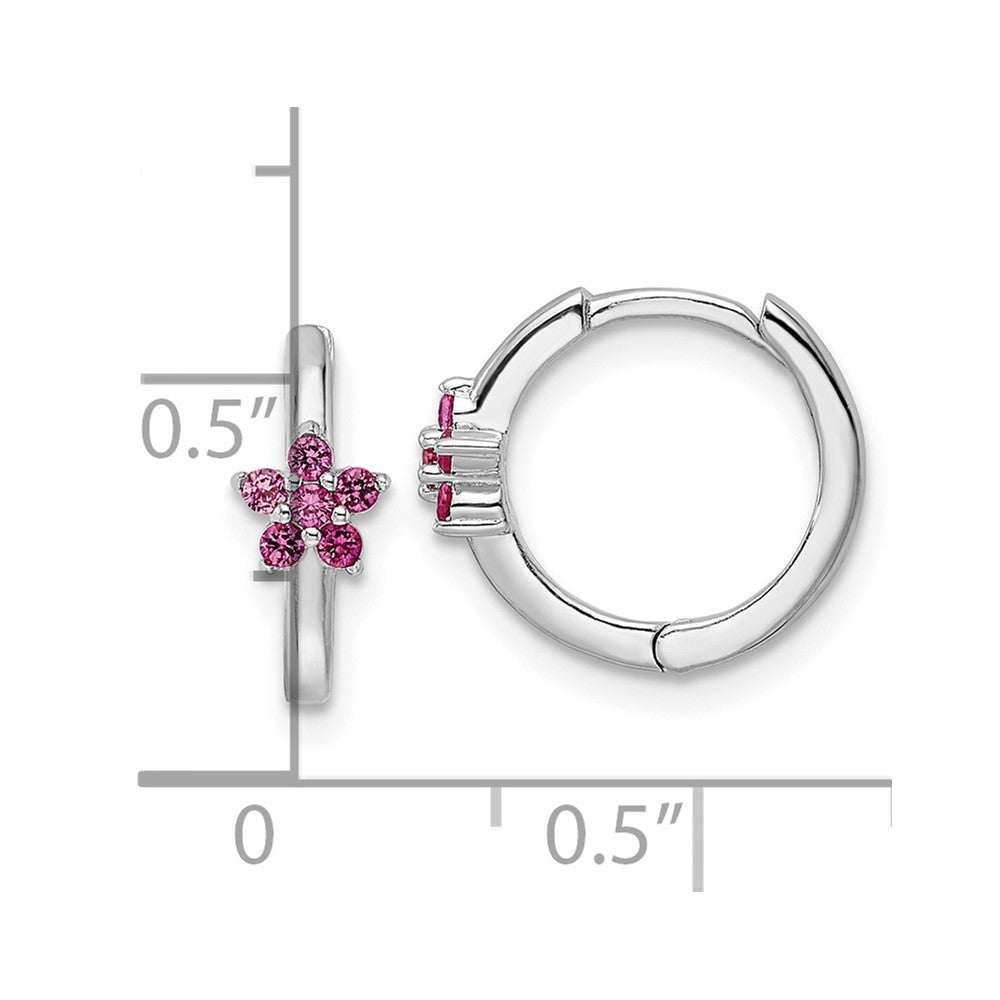 Sterlingsilber Rhodiniert Poliert Dunkel Rosa Zirkonia Ohrringe