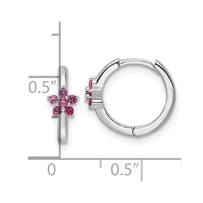 Sterlingsilber Rhodiniert Poliert Dunkel Rosa Zirkonia Ohrringe