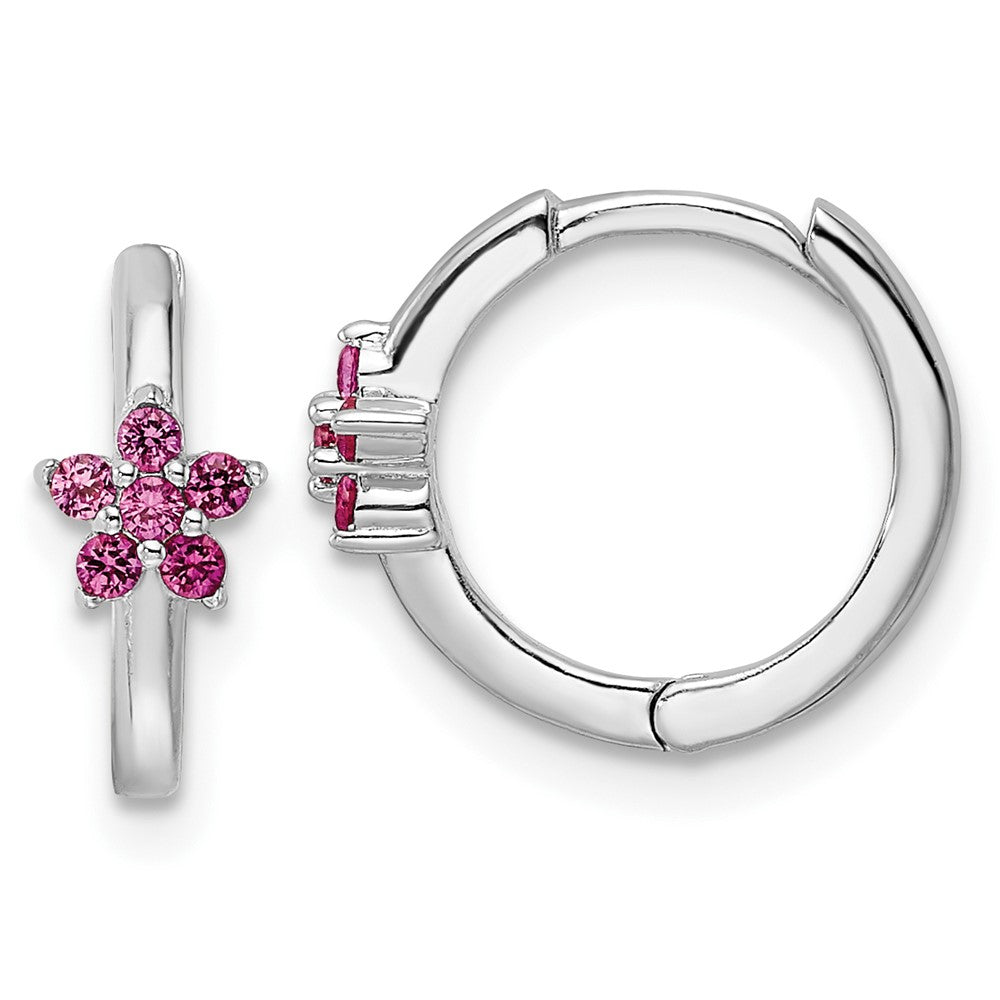 Sterlingsilber Rhodiniert Poliert Dunkel Rosa Zirkonia Ohrringe