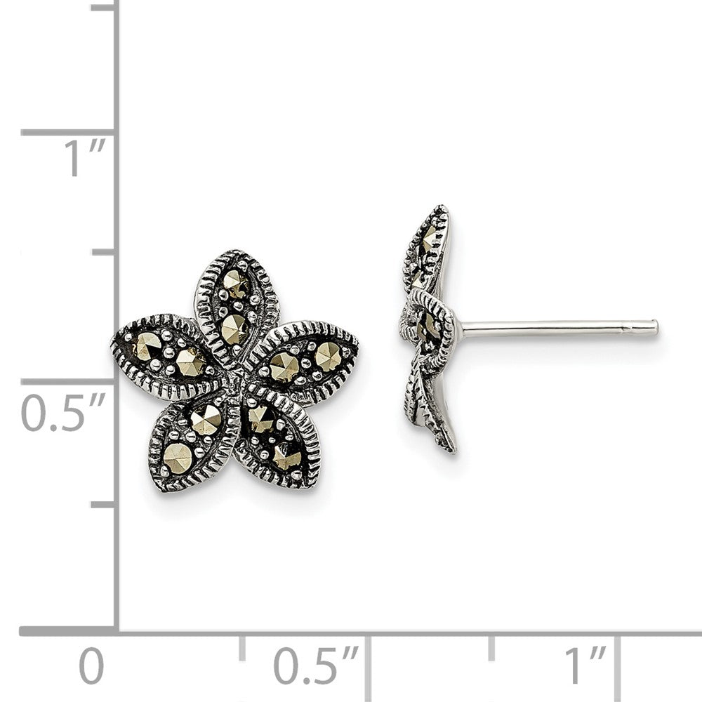 Sterlingsilber Antikisiert Markasit Blume Ohrstecker