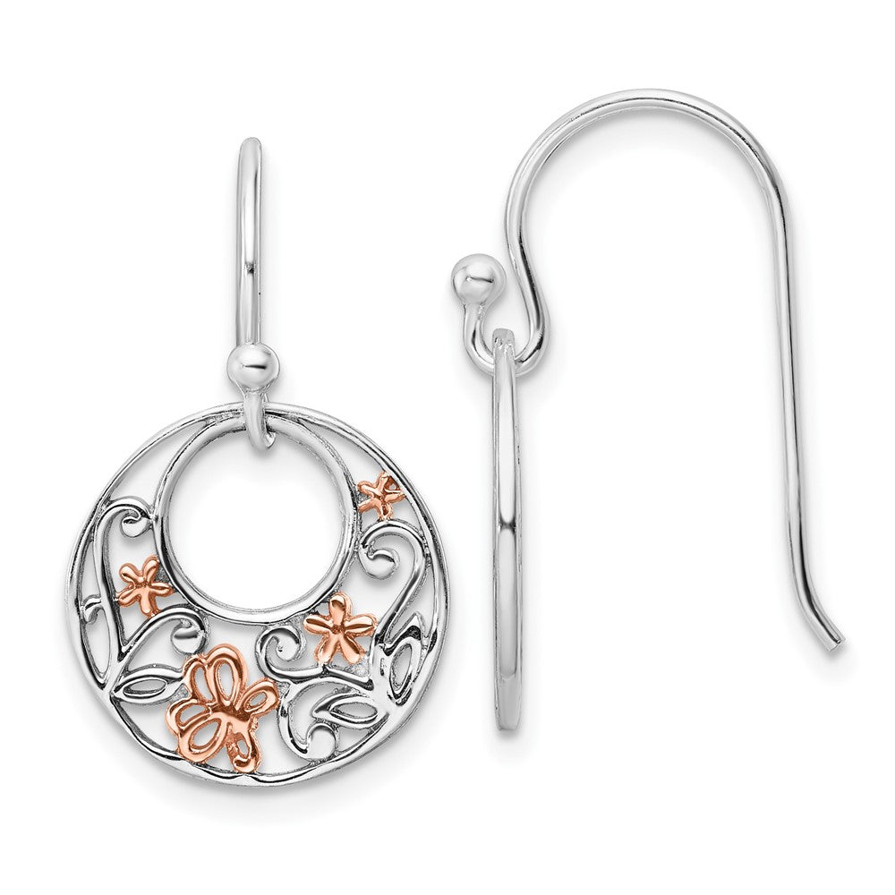 Sterlingsilber Rose Rhodium Poliert Blumen Ohrhänger