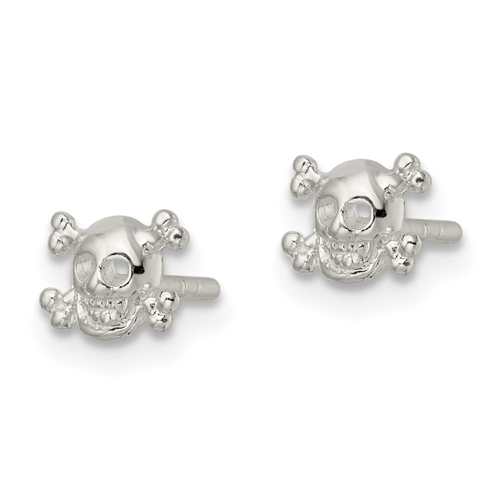 Sterlingsilber Poliert Totenkopf und Crossbones Ohrstecker