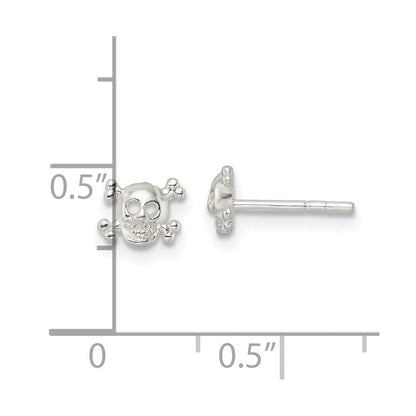 Sterlingsilber Poliert Totenkopf und Crossbones Ohrstecker
