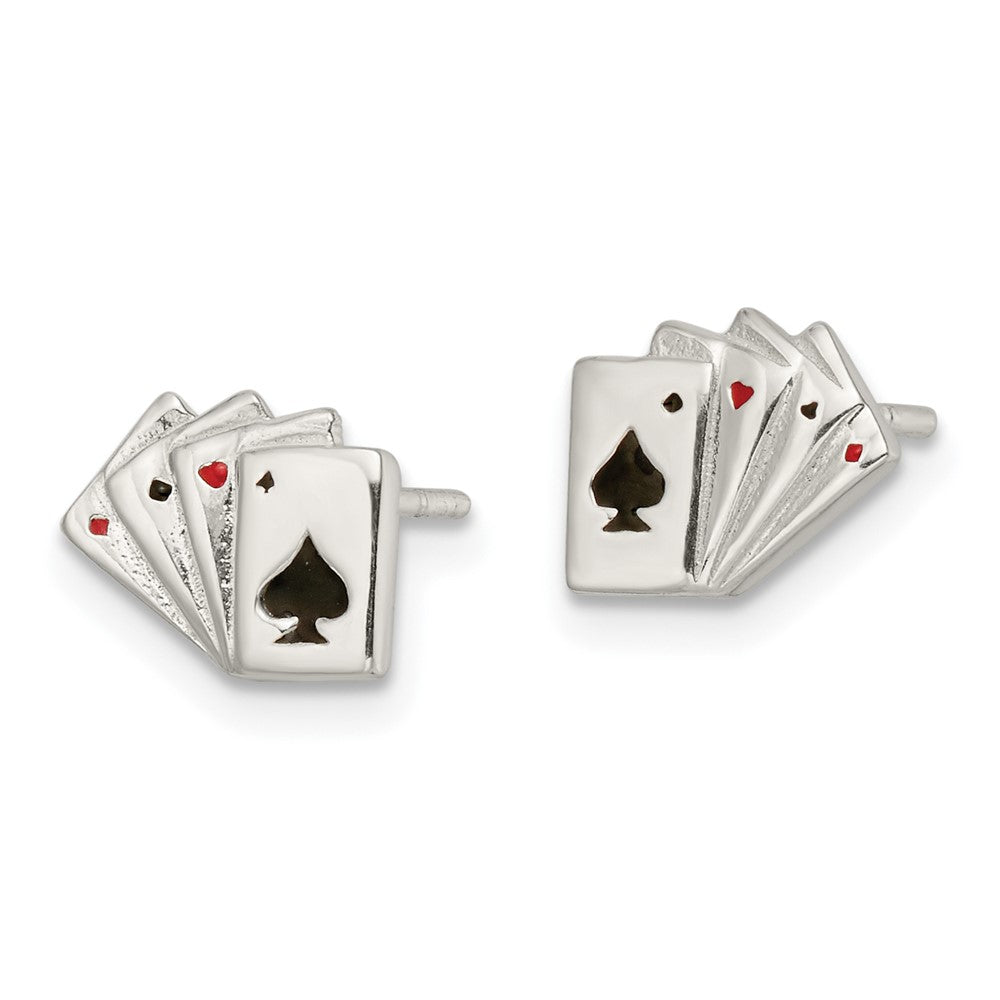 Sterlingsilber Poliert Playing Cards Ohrstecker