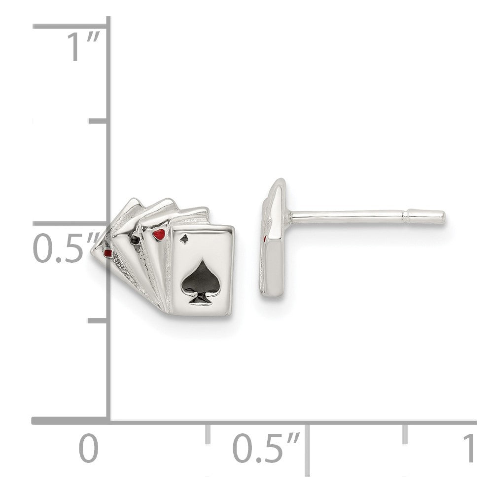 Sterlingsilber Poliert Playing Cards Ohrstecker