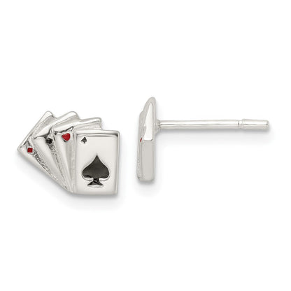 Sterlingsilber Poliert Playing Cards Ohrstecker